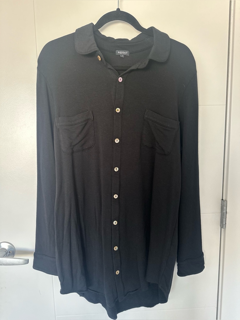 BLEUSALT The Boyfriend Shirt Black Medium 6–8 | Oversized Quiet Luxury